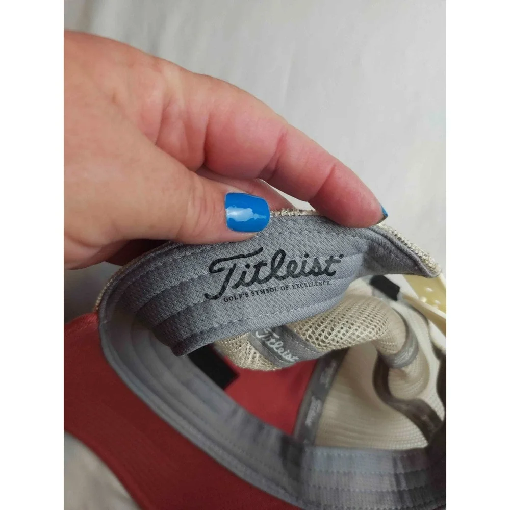 Titleist Trucker Hat Unisex One Size Adjustable Red Mesh Snapback Golf Cap Patch